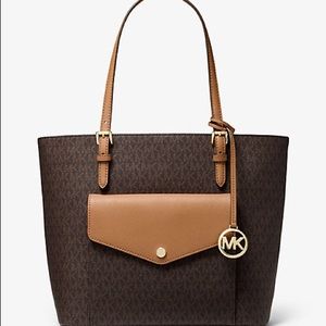 MICHAEL KORS Jet Set Large Logo Pocket Tote Bag